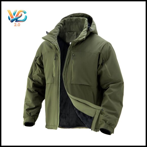 Men's Insulated Winter Parka Fleece Lined Water Resistant Ski Jacket Detachable